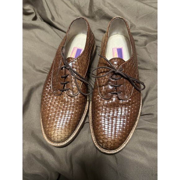 Women’s Susan Bennis Warren Edwards Handmade Woven Leather Loafers Size 8.5 - Picture 1 of 6